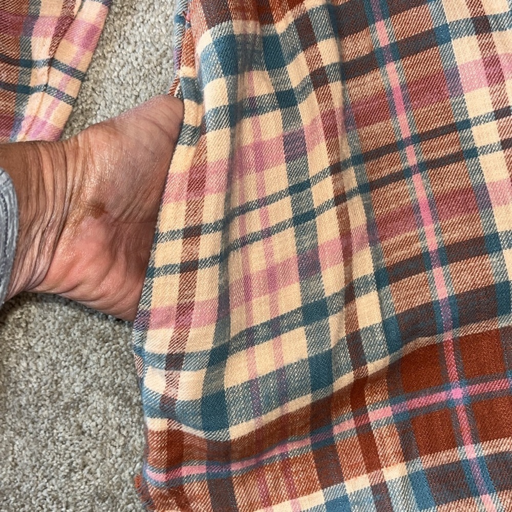 Lucky Brand Plaid Button Front Raw Hem Tunic Shacket Size XS NWT - Picture 7 of 11